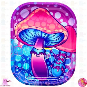 Metal Multi-Use Tray 14x18cm Trinkets & Crystals Gift Purple Tie Dye Mushroom - Picture 1 of 4
