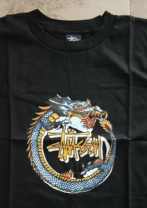 VINTAGE 90s STUSSY DRAGON BLACK T SHIRT SIZE M - Bild 1 von 3