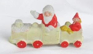 Antique Germany Painted Bisque Snow Baby Santa in Train with Elf & Toys Figurine - Picture 1 of 5
