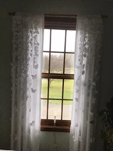 Drapes, unique, white, Priced For 4 Panels, 54” x 84”, non-smoking, 4 panels - Picture 1 of 4