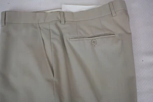 PAZONI Men’s Pants Made In Italy Flat Front Camel Beige All Wool Waist 36x33 - Picture 1 of 11