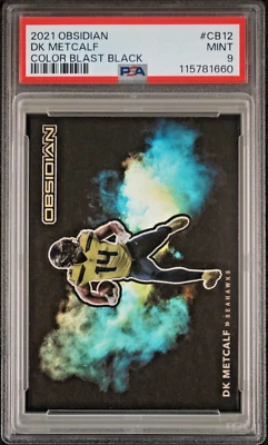 2021 PANINI OBSIDIAN COLOR BLAST BLACK #CB12 DK METCALF COLOR BLAST BLACK PSA 9 - Image 1 of 2