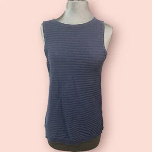 John Smedley Sea Island Cotton Sleeveless Top Navy Sz S - Picture 1 of 7