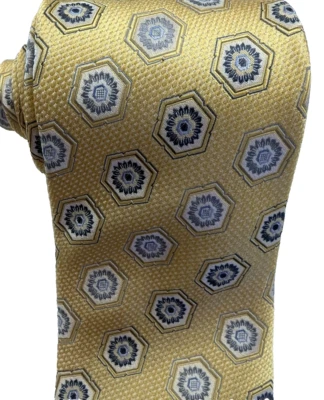 Ermenegildo Zegna шелковый галстук современный золотой медальоны геометрический ручной работы в Италии - Изображение 1 из 4