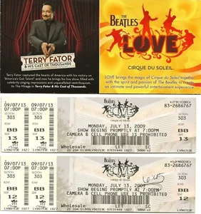 BEATLES-LOVE-CIRQUE DU SOLEIL-2 TICKET STUBS+MIRAGE TICKET ENVELOPE-LAS VEGAS - Picture 1 of 2