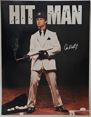 Don Mattingly Signed 16x20 Hit Man Glossy Photo JSA - Image 1 of 4