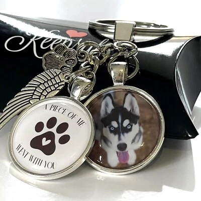 Personalised Photo Gift Keyring Cat Dog Pet In Memory of Loss Present Gift Box
