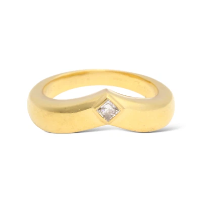 CARTIER Ring Solitaire Triandre Vintage Chevron 18K Yellow Gold Diamond Band - Image 1 of 4