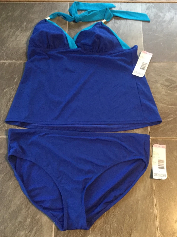 Traje de baño Tankini Tropical Escape talla 16 y parte inferior de bikini Foto 1 de 2