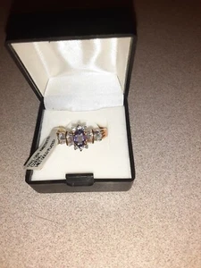 Oval Amethyst Cz 14kt Gold Plated Ring - Picture 1 of 5