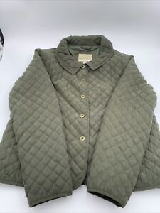 Cabelas Womens Quilted Jacket Sz Large Green Camping Hiking Hunting Outerwear