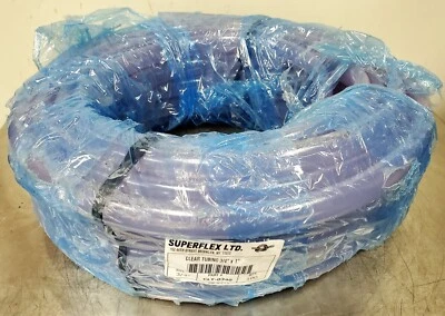 3/4" ID x 1" OD x 100' Food Grade Unreinforced Clear PVC Tubing Superflex CLT  - Image 1 of 4