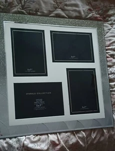 42x42cm 4 APERTURE MIRRORED GOLD OMBRE GLITTER PHOTO/PICTURE FRAME. 5 X7PHOTOS - Picture 1 of 1