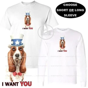 Camiseta personalizada Basset Hound Dog Breed Tío Sam American Pride I Want You - Imagen 1 de 4