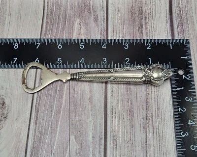 Antique Sterling Silver Handle Bottle Can Opener Elegant Ornate Repousse Vintage - Image 1 of 4