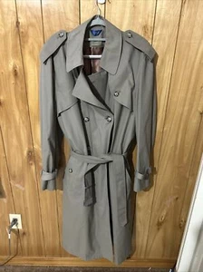 Towncraft  Men's Trench Coat Zip Off Hounds Tooth Lining Sz 42 Reg Tan Rain Coat - Picture 1 of 16