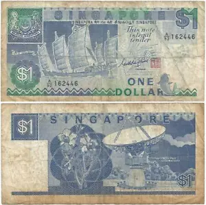 1987 REPUBLIC of SINGAPORE Veteran "1 DOLLAR" NOTE Early GOH KENG SWEE Signature - Picture 1 of 3