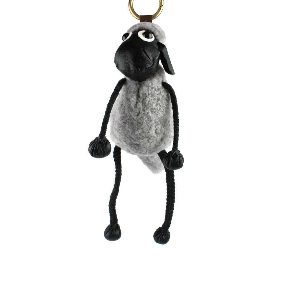 正品羊皮毛皮钥匙扣手机链绵羊汽车吊坠 — 第 1/1 张图片