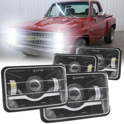 Faros LED HI/LO más brillantes para Toyota Land Cruiser 1988 1989 1990 4 piezas 4x6" Foto 1 de 4