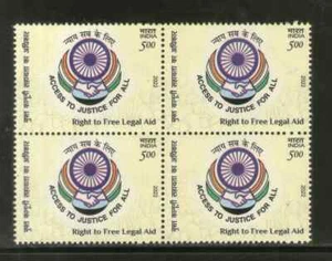 India 2022 Right to Free Legal Aid Access to Justice Stamp Blk/4 - Picture 1 of 3