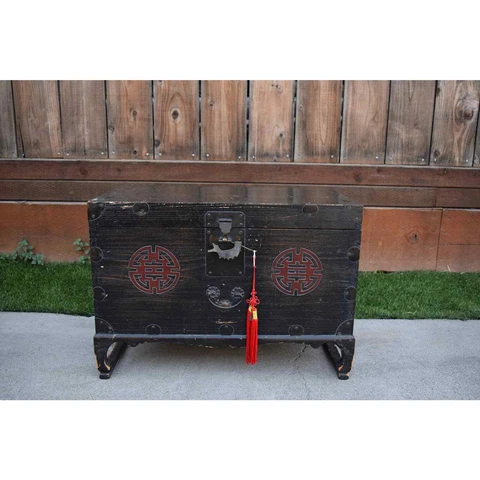 Antique Chinese Asian Korean Small Chest Cabinet Trunk Cover