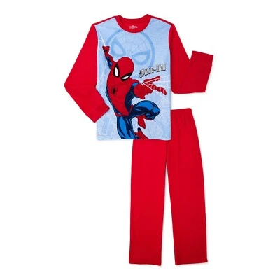 NEW MARVEL SPIDER-MAN FLANNEL PAJAMAS BOYS SIZE 8 OR 10/12 BLUE, RED SPIDERMAN - Image 1 of 3
