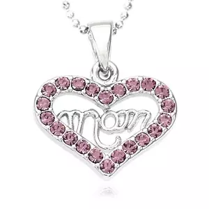 Collar Colgante Corazón Corazón Púrpura Día de la Madre Te Amo Mamá Grabado Amigo Dije - Imagen 1 de 1