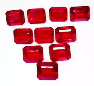 Lotto di pietre preziose sciolte certificate taglio smeraldo rubino rosso naturale 60 carati 5-7 pz - Foto 1 di 7