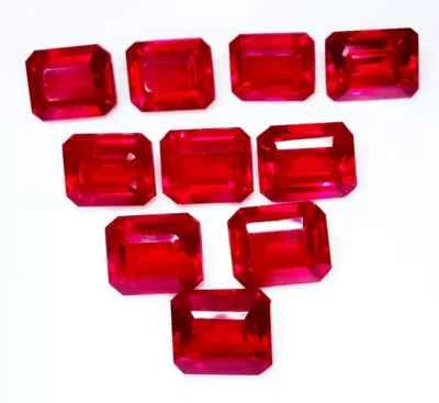 Lote de piedras preciosas sueltas certificadas corte esmeralda 5-7 piezas rubí rojo natural 60 quilates Foto 1 de 4