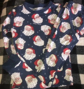 KIDS UNISEX OLD NAVY LONG SLEEVE BLUE SANTA PRINT 2-PIECE PAJAMA SET SIZE L 10 - Picture 1 of 3