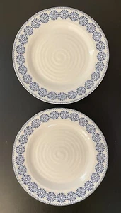 Portmeirion Sophie Conran Side Salad Dessert Plates Blue & White Set of 2 - NEW - Picture 1 of 3