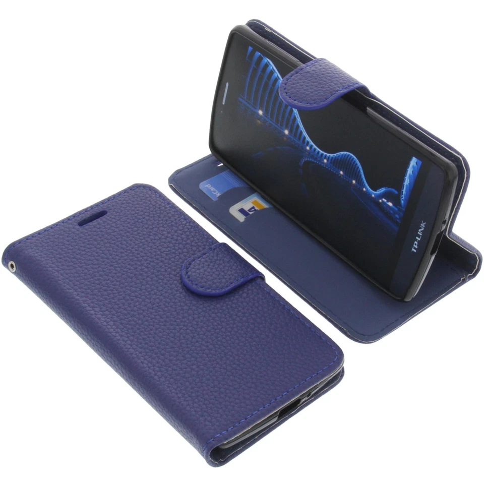 Tasche für TP-Link Neffos C5 Book-Style Schutz Hülle Handytasche Buch Blau - Bild 1 von 4