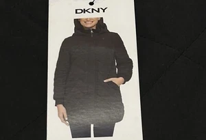 DKNY Women's Winter Parka Quilted Hooded Coat Jacket, Black, Size XL - Picture 1 of 5