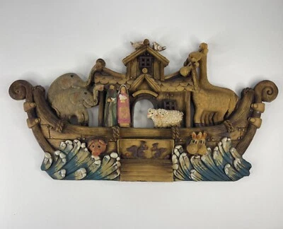 Arca de Noé y Animales Placa de Pared Escultura 3D Guardería Infantil Resina De Colección 19" Foto 1 de 4