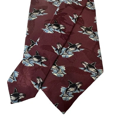 Corbata para hombre especies en peligro de extinción orcas, orcas vida silvestre roja profunda Foto 1 de 4
