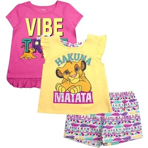 Disney Lion King Short Sleeve Tops Shirt and Legging 3 PC Outfit Set Girl Size 5 - Picture 1 of 3