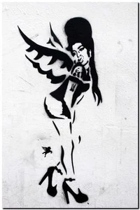 BANKSY STREET ART CANVAS PRINT Amy winehouse 24"X 32" stencil poster - Picture 1 of 1