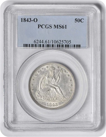 1843-O Liberty Seated Half Dollar MS61 PCGS Cover