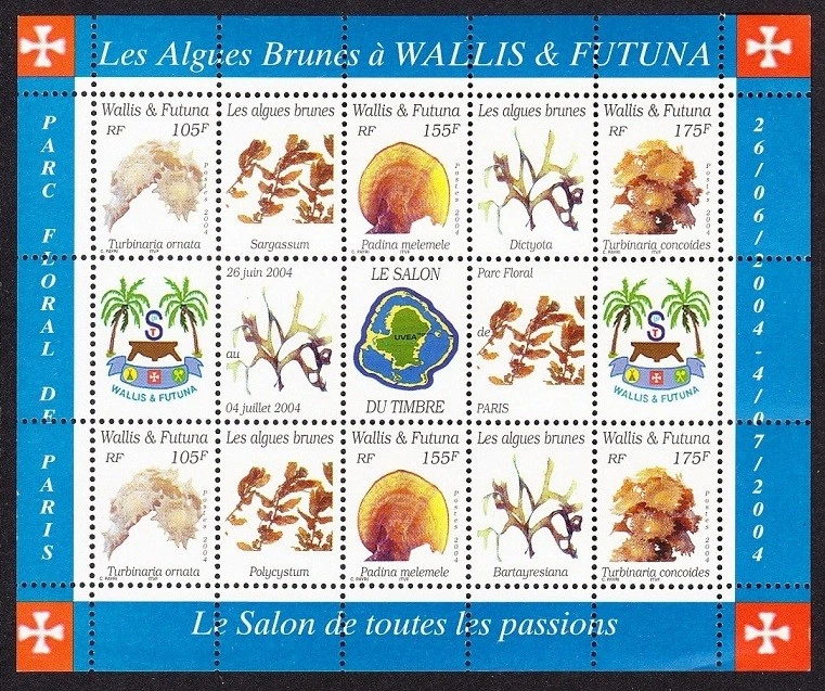 Hoja de algas Wallis y Futuna de 6v+9 etiquetas 2004 MNH SG#MS858 MI#881-883KB Foto 1 de 1