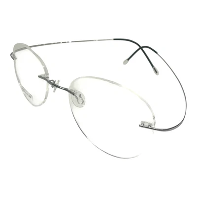Anteojos para unisex redondos ovalados plateados titanio sin montura lente de demostración 53-18-140 Foto 1 de 4