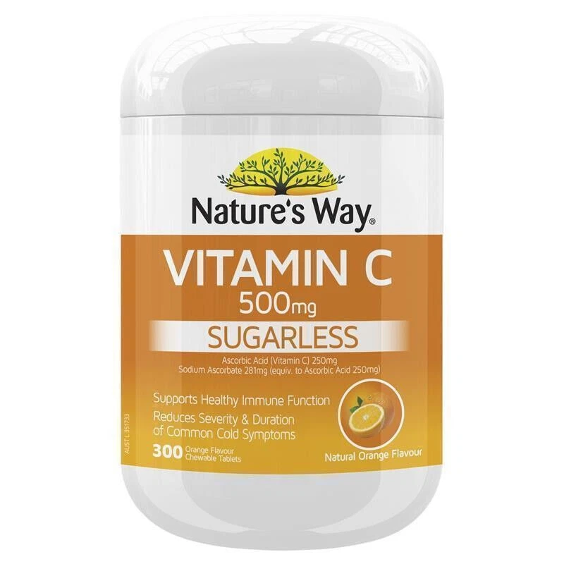 Nature's Way Vitamin C 500mg Sugarless 300 Orange Flavour Chewable Tablets - image 1 of 1