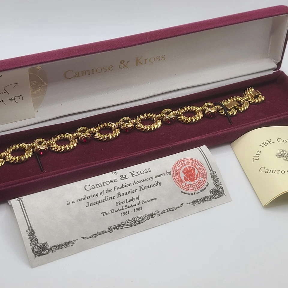 Pulsera Camrose Kross JBK Estrás Rojo Tono Dorado Con Caja 7-8" Foto 1 de 4