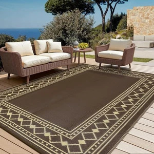 Outdoor Rug Plastic Straw Reversible Carpet Mat for Patio Camping Backyard Deck - Picture 1 of 36