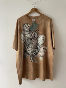 Harlekin Natur Graphics Vintage 90s Owl T-Shirt Beige Herren XL (43) - Bild 1 von 15