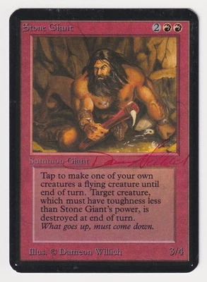 Red Signed Stone Giant LP Alpha Limited Artist Dameon Willich 1993 MTG Magic! - Image 1 of 2
