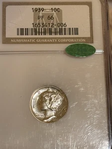 Moneda de diez centavos Mercury 1939 prueba NGC Pf66 y CAC!! Impresionante  - Imagen 1 de 2