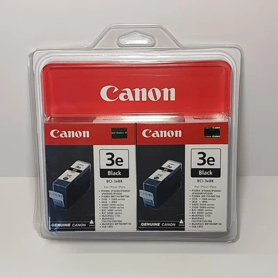 CANON Black Printer Ink Cartridge BCI-3eBK 2-Pack Pixma New Sealed In Box  - Image 1 of 4