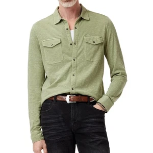 John Varvatos Men's Long Sleeve Arvon Pigment Dyed Snap Front Western Shirt Ivy - Picture 1 of 7