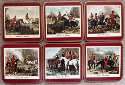 English Fox Hunting Coasters Set of 6 Herring Horse Art by Pimpernel - Image 1 of 2
