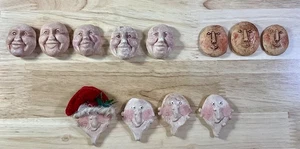 Handgeformte Ton Biskuit Gesichter für Kunst Collage Schmuck Trödel Zeitschriften Menge 12 - Bild 1 von 5